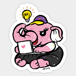 Pink baby elephant back to school Sticker